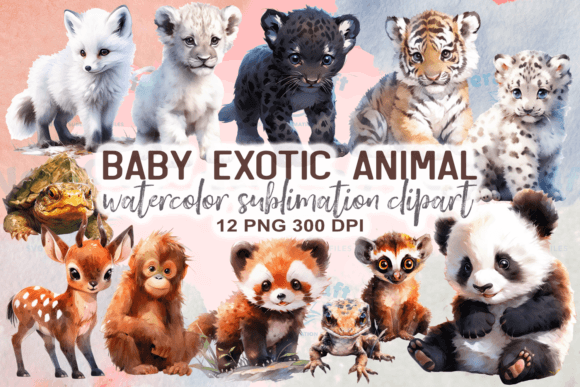 Download Watercolor Baby Exotic Animals Clipart - Animal Collection