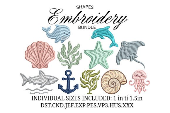 Download Set Mini Sea Animals Embroidery - Animal Collection