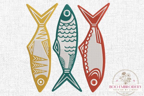 Download Folk Fish Embroidery Design, Sea Animal - Animal Collection