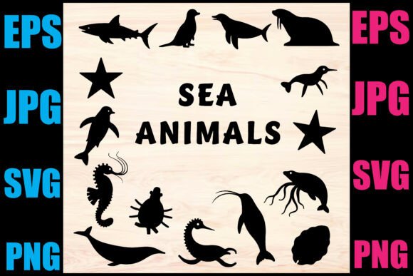 Download Sea Animals Silhouette Vector Set - Animal Collection