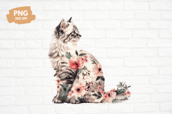 Download Vintage Floral Cat Clipart - Premium Bundle