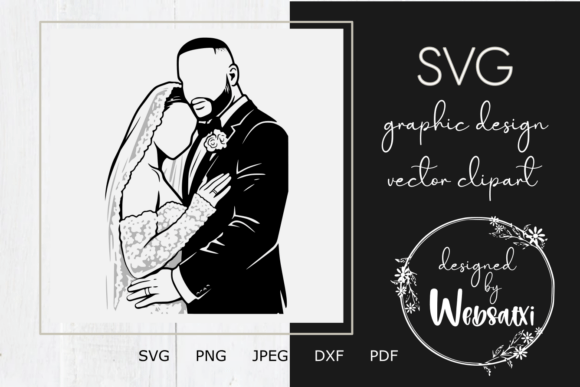 Download Bride and Groom Embrace Vector Clipart - Vector clipart Collection