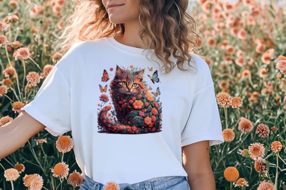 Download Floral Cat Clipart PNG Design - Premium Bundle