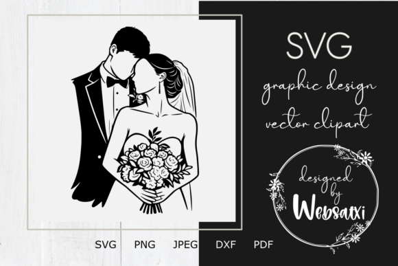 Download Bride and Groom Embrace Vector Clipart - Vector clipart Collection