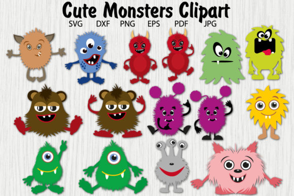 Download Cute Furry Monsters Vector Clipart - Vector clipart Collection
