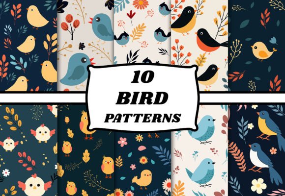 Download Bird Pattern Set Wildlife Animal Art - Animal Collection