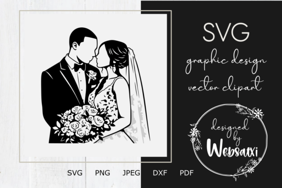 Download Bride and Groom Embrace Vector Clipart - Vector clipart Collection