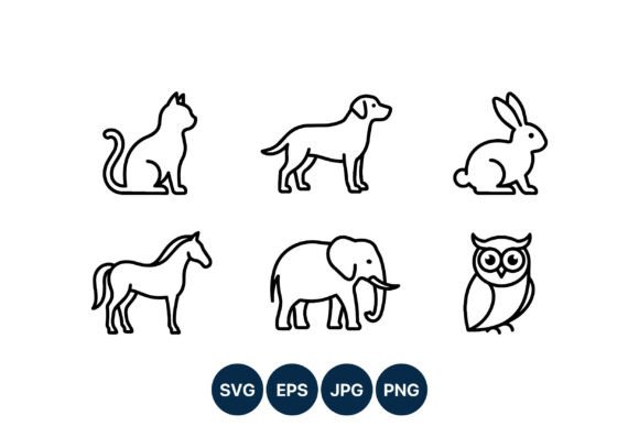 Download Black and White Animal Line Art Icons - Animal Collection